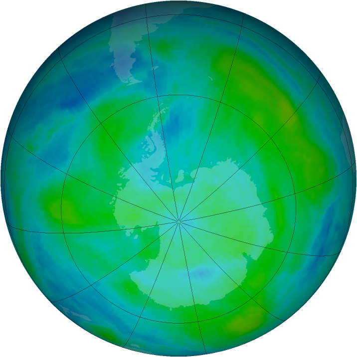 Antarctic ozone map for 03 March 1984